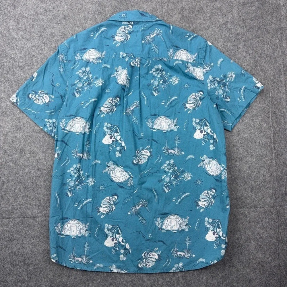 The North Face Shirt Mens Large Blue Camp Print Short Sleeve Hiking Outdoor‎